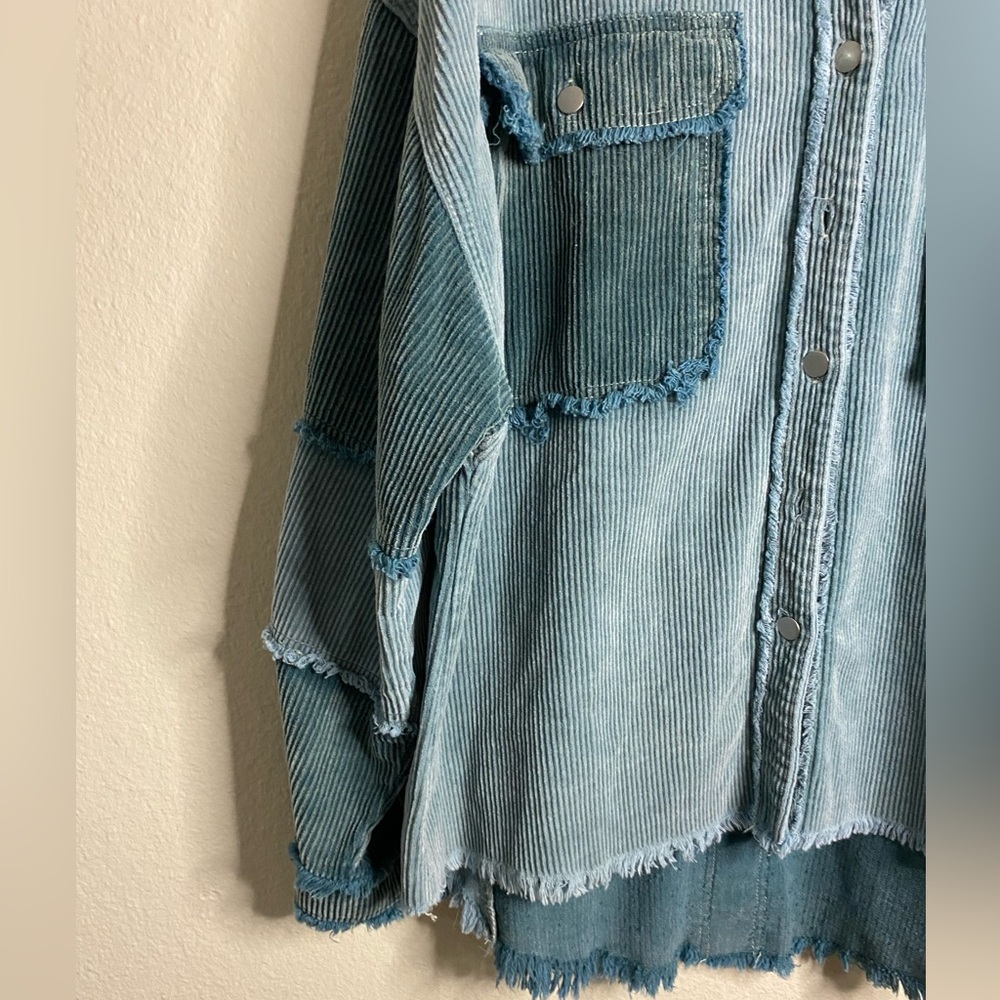 Pol Green Patchwork Corduroy Shacket - image 2